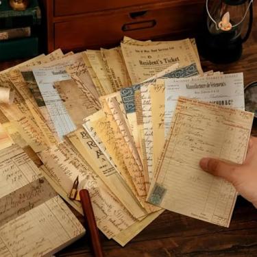 Imagem de 100 folhas de papel vintage para scrapbook, jornais, material de diário, decoração de sala de papel estético, para escrever, desenhar, diário de viagem, álbum de cartões, enfeites, estilo 1