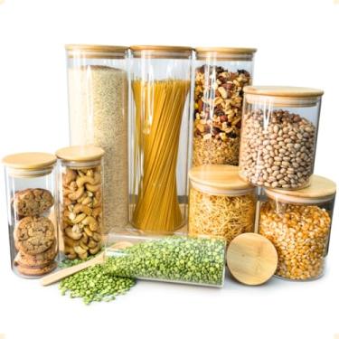 Imagem de Potes de vidro com tampa de bambu - Potes de Vidro Herméticos com Tampa de Bambu - 9 un