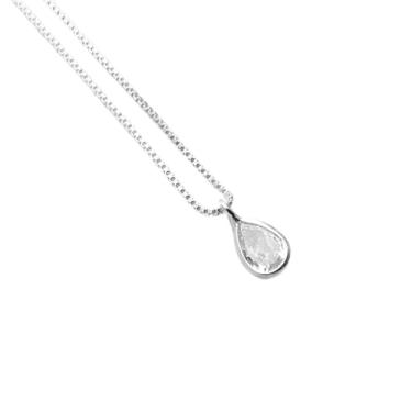 Imagem de Colar Feminino com Prata Ponto de Luz Gota Cristal de Zircônia Corrente Veneziana Fecho Antifurto – Joia Premium Minimalista com Brilho Eterno e Design Sofisticado