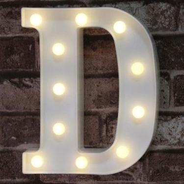 Imagem de Letreiro de LED para letreiro com letras, letras iluminadas para decoração de aniversário de casamento, festa em casa, letra D, alfabeto iluminado