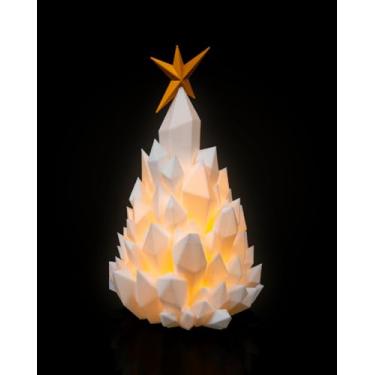 Imagem de Árvore de Natal de Cristal – Abajur de Mesa com Vela de LED | Impressão 3D Decorativa