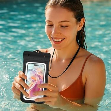Imagem de Bolsa seca flutuante para celular à prova d'água bolsa impermeável para natação em parque aquático (preto)