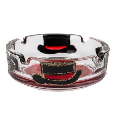 Imagem de Cinzeiro Exu Seu 7 Vidro Pintado Redondo 10 Cm 4 Apoios