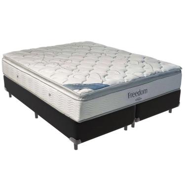 Imagem de Cama Box Preto E Colchão Freedom Molas Ensacadas King Ortobom