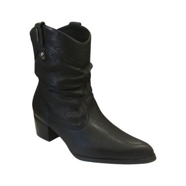 Imagem de Bota Fem Bottero Couro Cano Médio Burnish Preto 349302-3