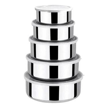 Imagem de 2X Jogo Conjunto Saladeira Bacia Tigela Bowl Aço Inox 5 Pcs