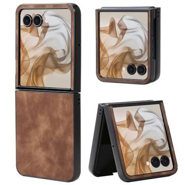 Imagem de Fourmor Capa para Motorola Razr Plus 2025/Razr Plus 2024 - Capa protetora de couro PU vintage à prova de choque | Cobertura total | Design leve e antiimpressões digitais