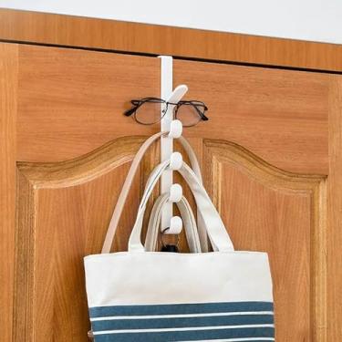 Imagem de Cabide de roupas sobre a porta – ganchos de plástico multiuso para bolsas, bolsas e armazenamento doméstico - branco