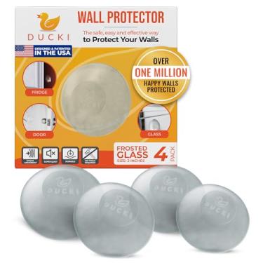 Imagem de Ducki Protetores de parede – 4 vidros foscos – solução autoadesiva e reutilizável para impedir danos na parede e ruído de portas, geladeira e muito mais em sua casa ou escritório – Durável, absorvente