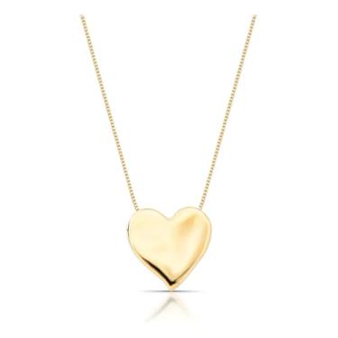 Imagem de Guymy Semijoias Gargantilha Coração Orgânico, Folheado a Ouro 18K, Corrente 45cm, Pingente 2x2cm, com Estojo, Garantia 1 Ano
