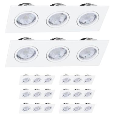 Imagem de Kit 8x Spot Embutir Triplo Face Plana Branco Quadrado LED Integrado 3000K 15W Bivolt