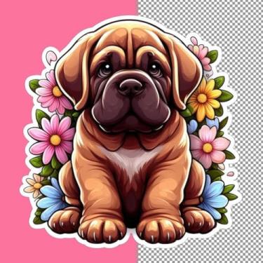 Imagem de Adesivo de Animais Kawaii para Quarto Infantil Decorativo Cães Bebê Estilo Vector 30x30cm
