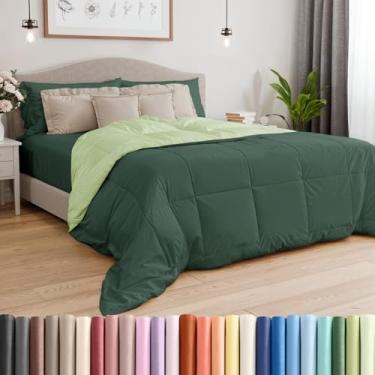 Imagem de King Size, Esmeralda e Sálvia reversível – quente, leve – Conjunto de cama respirável de qualidade de hotel – Edredom de microfibra refrescante para todas as estações