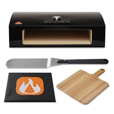 Imagem de BakerStone Kit de caixa de forno de pizza com casca/espátula de pizza de madeira, casca giratória e capa contra poeira, forno de pizza de cinco lados esmaltado para forno de pizza ao ar livre para
