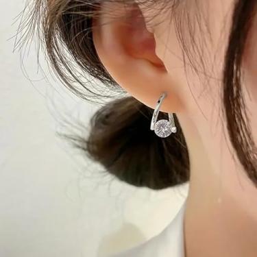 Imagem de Brincos de argola de ouro para mulheres, moderno, solitário de zircônia cúbica, brincos de abraços, acessórios modernos, joias, presentes, Medium, Metal, Sem pedra preciosa