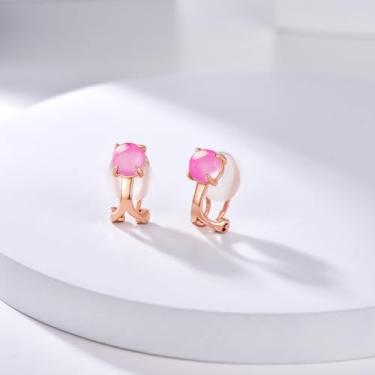 Imagem de Brincos de pressão para mulheres, hipoalergênicos, não perfurados, sem dor, Medium, Cobre, cria turmalina