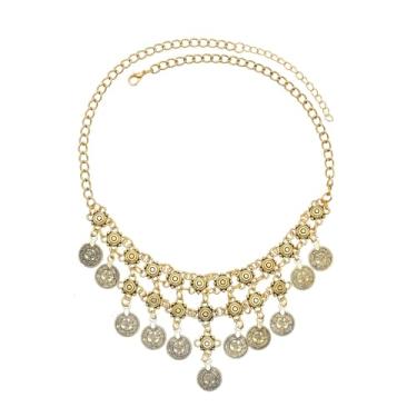 Imagem de MIFYNN Colar com pingente de moeda boho para mulheres, colar de pirata, colar cigano em camadas, pingente de contas, étnico, acessórios de fantasia cigana, Large, Metal, Sem Pedra Preciosa