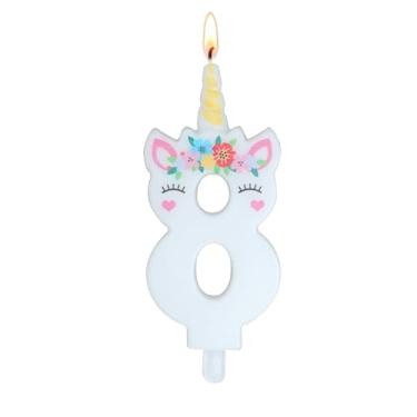 Imagem de Vela de aniversário de unicórnio – Vela de aniversário número 8, decorações de aniversário de unicórnio para meninas, velas para topo de bolo, decoração de festa