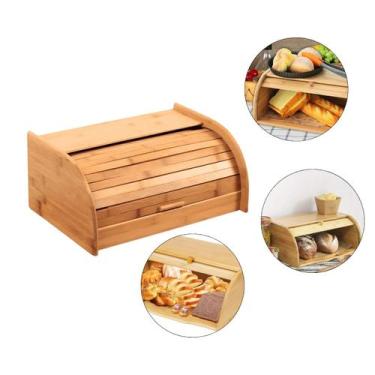 Imagem de Porta Pão De Bambu Suporte Armazenador De Panetones Cakes Pão De Forma