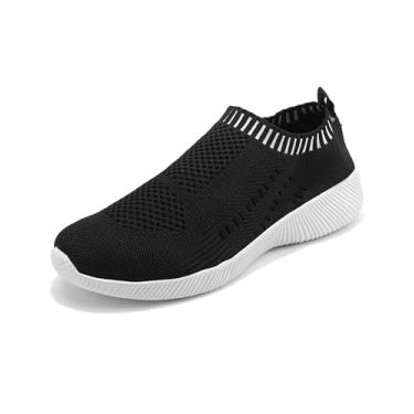 Imagem de Tênis feminino de caminhada, antiderrapante, leve, respirável, malha para academia, Preto, 38