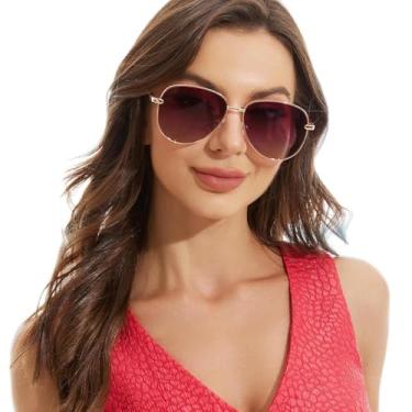 Imagem de Óculos de sol aviador grandes dourados para mulheres, armação dourada, lentes verdes, proteção UV, óculos piloto para homens