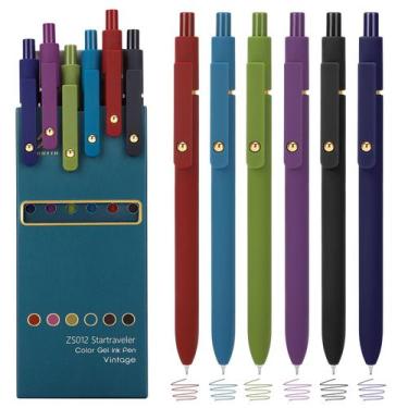 Imagem de Canetas de gel Ddaowanx coloridas de 0,5 mm, ponta fina, retráteis, 12