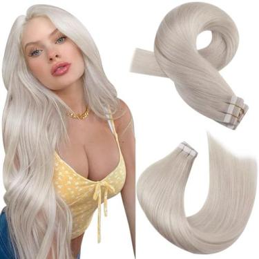 Imagem de Fita adesiva em extensões de cabelo humano Moresoo White Blonde 50g 18
