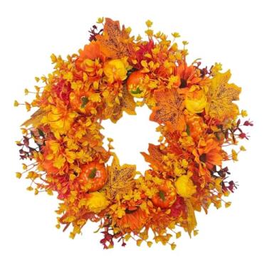 Imagem de MotiveTech Guirlanda de Halloween de 50 Cm para Pendurar, Decoração Festiva de Outono para Porta de Entrada, Laranja, Ideal para Uso Interno E Externo, Salas de