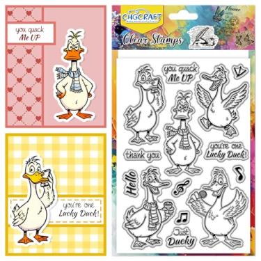 Imagem de CHGCRAFT Carimbos transparentes de pato, engraçados, desenhos animados, animais transparentes, selos transparentes de silicone para fazer cartas, decoração de álbum de recortes, 11 x 16 cm