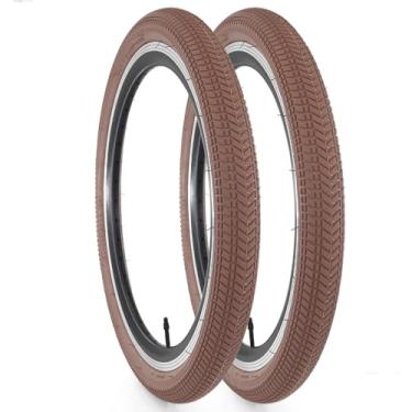 Imagem de GRELiving Pacote com 2 pneus de bicicleta 16/20x2,125 pneus de mountain bike 30 TPI para BMX, mountain bike ou bicicleta infantil (marrom, 16x2,125)