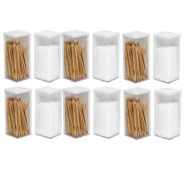 Imagem de Kit 6 Saleiros + 6 Paliteiros Branco e Transparente 8x3,5Cm - Jaguar