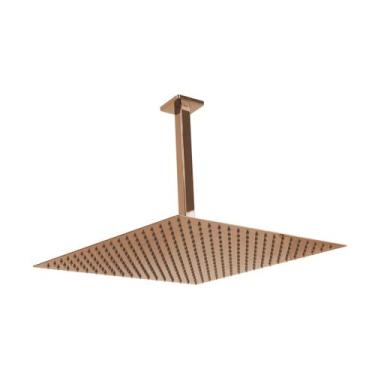 Imagem de Ducha Inox Rose Golden 40 Cm Quadrado Com Braço De Teto - AMG Metais