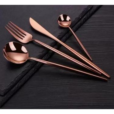 Imagem de Talheres Salada Jantar Cozinha Bar Buffet Jogo Faqueiro Kit 24 Peças T