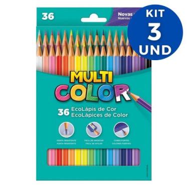 Imagem de Kit C/3 Caixas Lapis De Cor Multicolor 36 Cores Cada