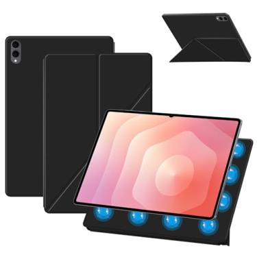 Imagem de HUKWIMO Capa para Galaxy Tab S11 Ultra de 14,6 polegadas, capa magnética destacável de dois lados com suporte dobrável, fina, leve, hibernar/despertar, capa inteligente de couro PU à prova de choque