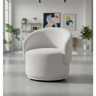 Imagem de Poltrona Decorativa Giratória Sala De Estar Recepção Jasmine Suede Branco