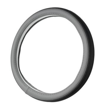 Imagem de Capa de volante de couro Napa Napa e couro perfurado costurado com interior de moldagem de borracha, absorvente de suor para picape SUV de 35,5 a 38,1 cm