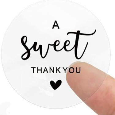 Imagem de Adesivos Sweet Thank You de 4 cm, 120 peças de selos de envelope de folha dourada transparente, etiquetas de lembrancinha de festa, adesivos redondos de presente para casamento, aniversário, selo de