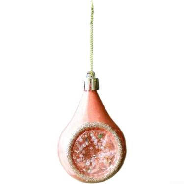 Imagem de Conjunto de enfeites para pendurar árvore de Natal, decorações de bola gota d'água com estilo europeu, pingente de plástico feito à mão, azul, pacote com 3