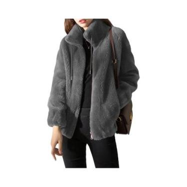 Imagem de Casaco de Pele Sintética Feminino Plus Size - Quentinho para Outono/In