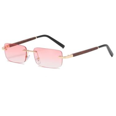 Imagem de Óculos de Sol Pequenos com Armação de Madeira, Sem Aro, Degradê e Proteção UV400 para Esportes ao Ar Livre, Corrida e Ciclismo, 04