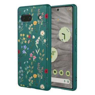Imagem de OEURVQO Capa artística para Google 7A, capa de silicone líquido de toque macio com forro fofo, compatível com carregamento sem fio, capa protetora para Google Pixel 7A, verde exuberante