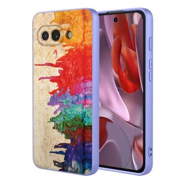 Imagem de OEURVQO Capa artística para Google 9A, capa de silicone líquido de toque macio com forro fofo, compatível com carregamento sem fio, capa protetora para Google Pixel 9A, aquarela roxa
