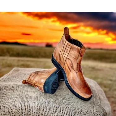 Imagem de Bota Botina de Couro Legitimo Confortável Artesanal Unissex - Leather.