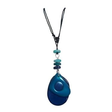 Imagem de Colar com pingente Tagua feito à mão Selva Viva, turquesa azul, contas de pedra natural, cordão ajustável, estilo boho