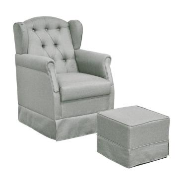 Imagem de Poltrona De Amamentação Balanço E Puff Lívia Linho Cinza Escuro - Phoenix