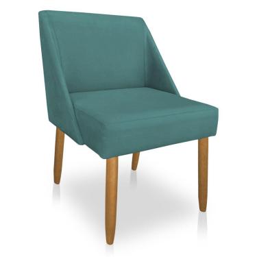 Imagem de Cadeira Poltrona Juliana Suede Pés Palito Castanho Azul Turuqesa