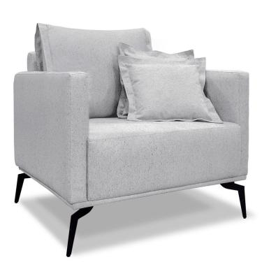 Imagem de Poltrona De Estar Sirius Linho Cinza Pés Metálicos