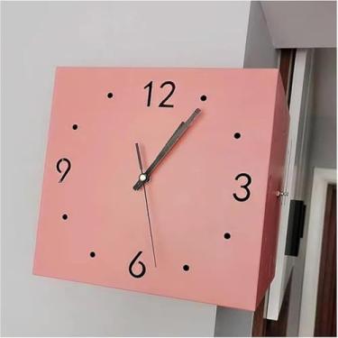 Imagem de Relógio De Canto Moderno, Relógio De Parede De Dupla Face, Sala De Estar Simples Relógio De Parede De Dois Lados, Sem Furos Perfurando Canto Ensolarado Elegante, D, Without light