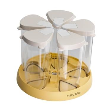 Imagem de Generic Dispensador de Alimentos para Grãos com Jarra Giratória Selada e Hermética, Ideal para Arroz, açúcar, Farinha, Salgadinhos e Ração para Animais de, Base Amarela